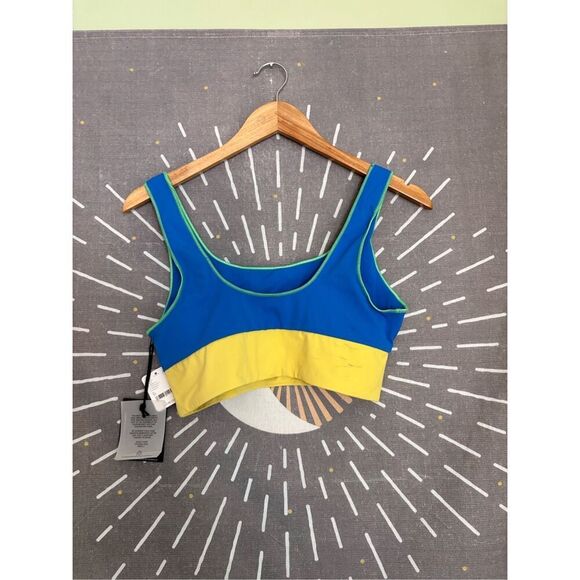 NWT Free People It’s Cool Now Blue and Yellow Bikini Top - Picture 6 of 8